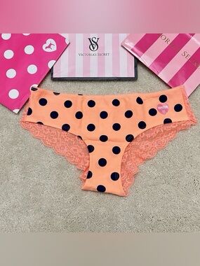 NWT Victoria’s Secret PINK Orange Polka Dot Lace Back XLR Hipster panties Large